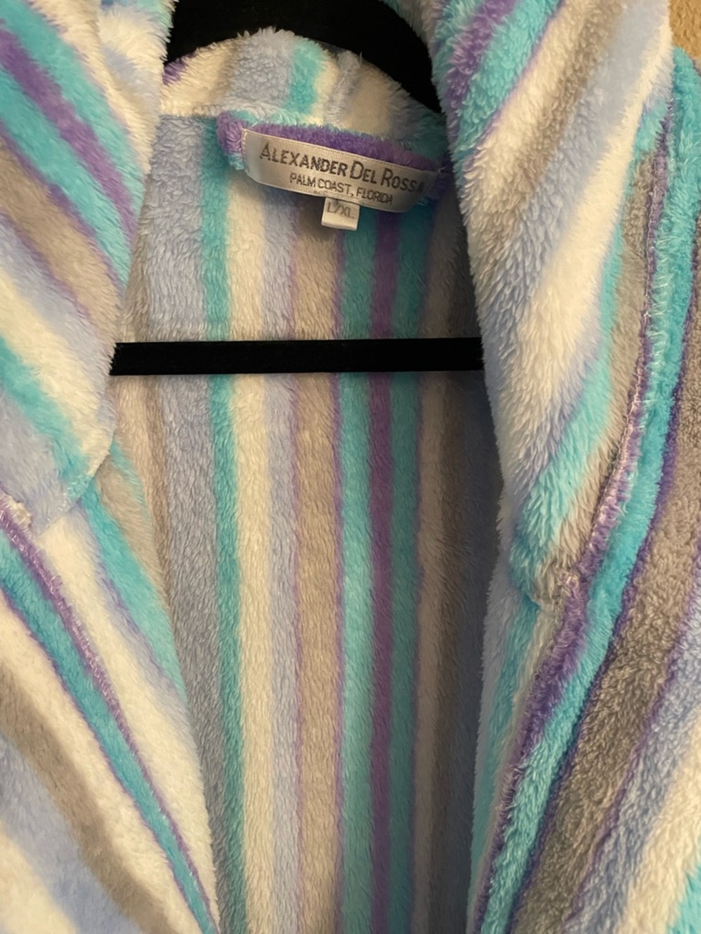 Alexander Del Rossa Plush Luxury Blue White Sky Blue Women’s Hooded Robe XL - Picture 4 of 14